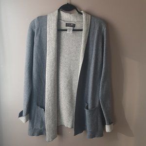 Hekla and Co. Italy Wool Cashmere Long Open Cardigan Blue Grey Size Med.